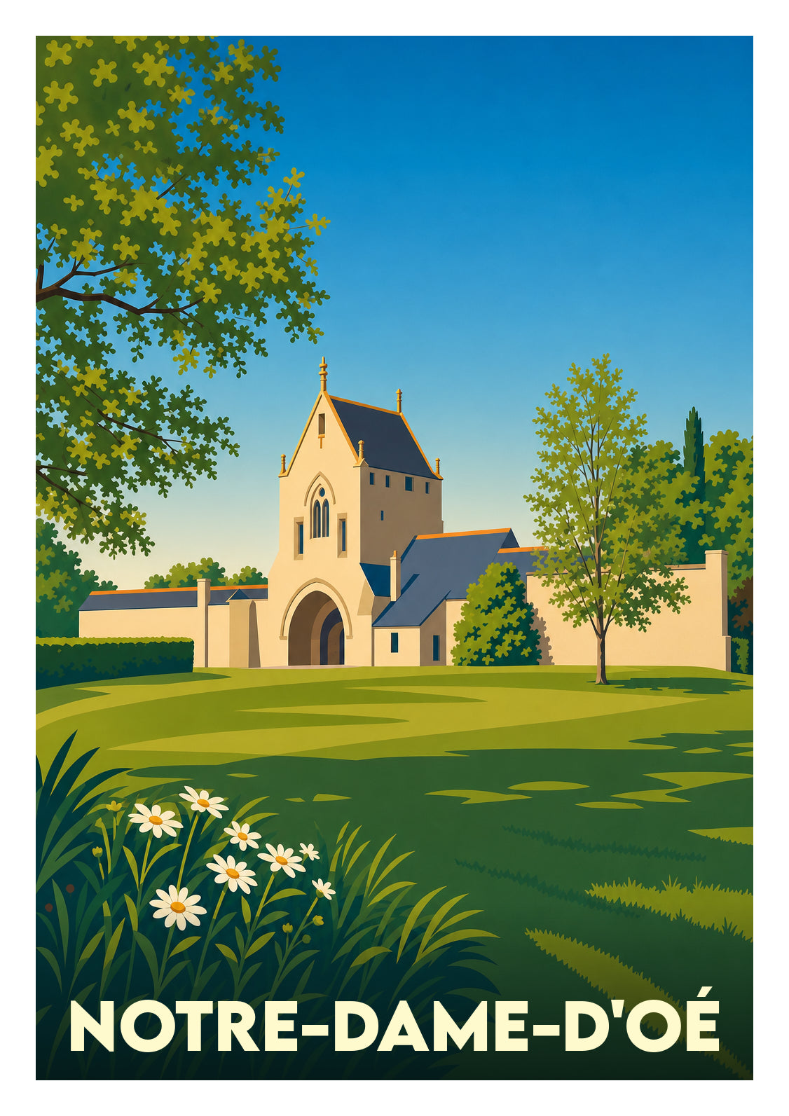 Affiche souvenir de Notre-Dame-d'Oé – image brute sans cadre