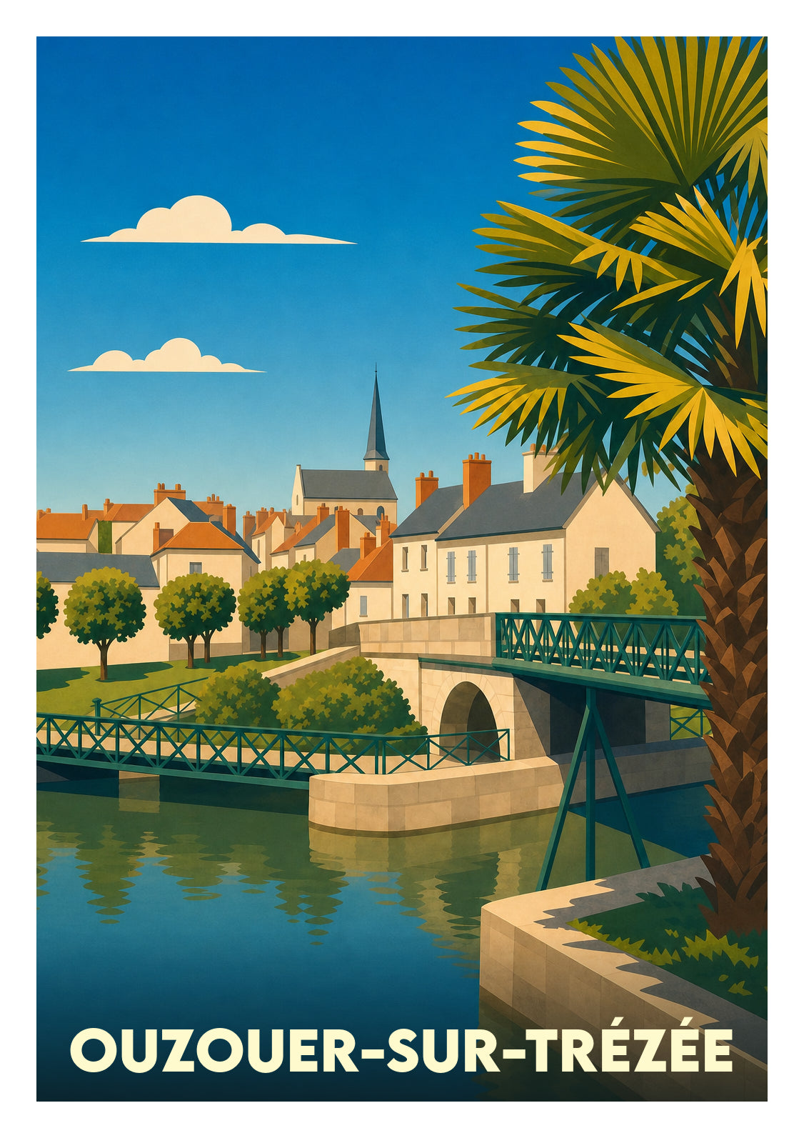 Affiche souvenir de Ouzouer-sur-Trézée – image brute sans cadre