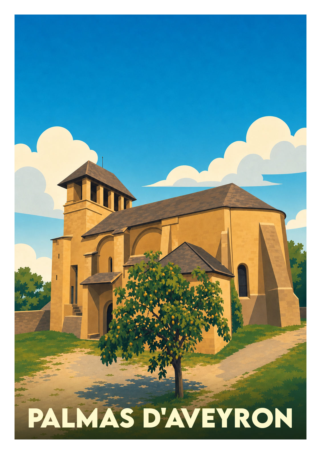 Affiche souvenir de Palmas d'Aveyron – image brute sans cadre