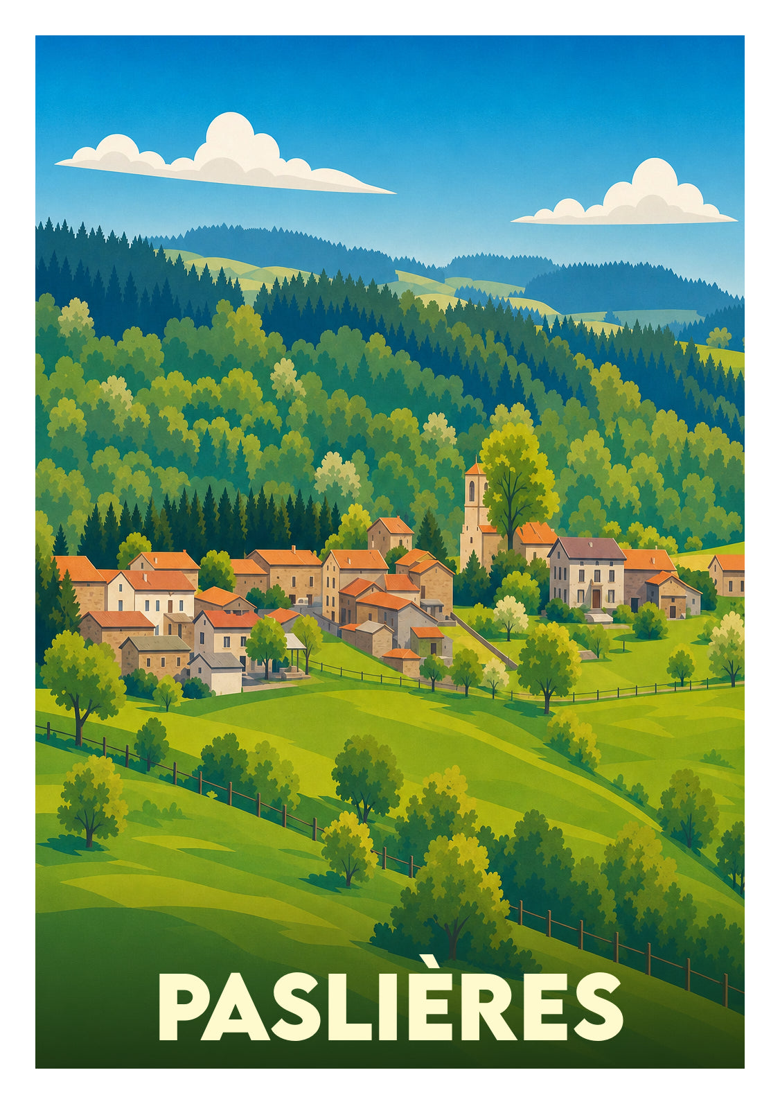 Affiche souvenir de Paslières – image brute sans cadre