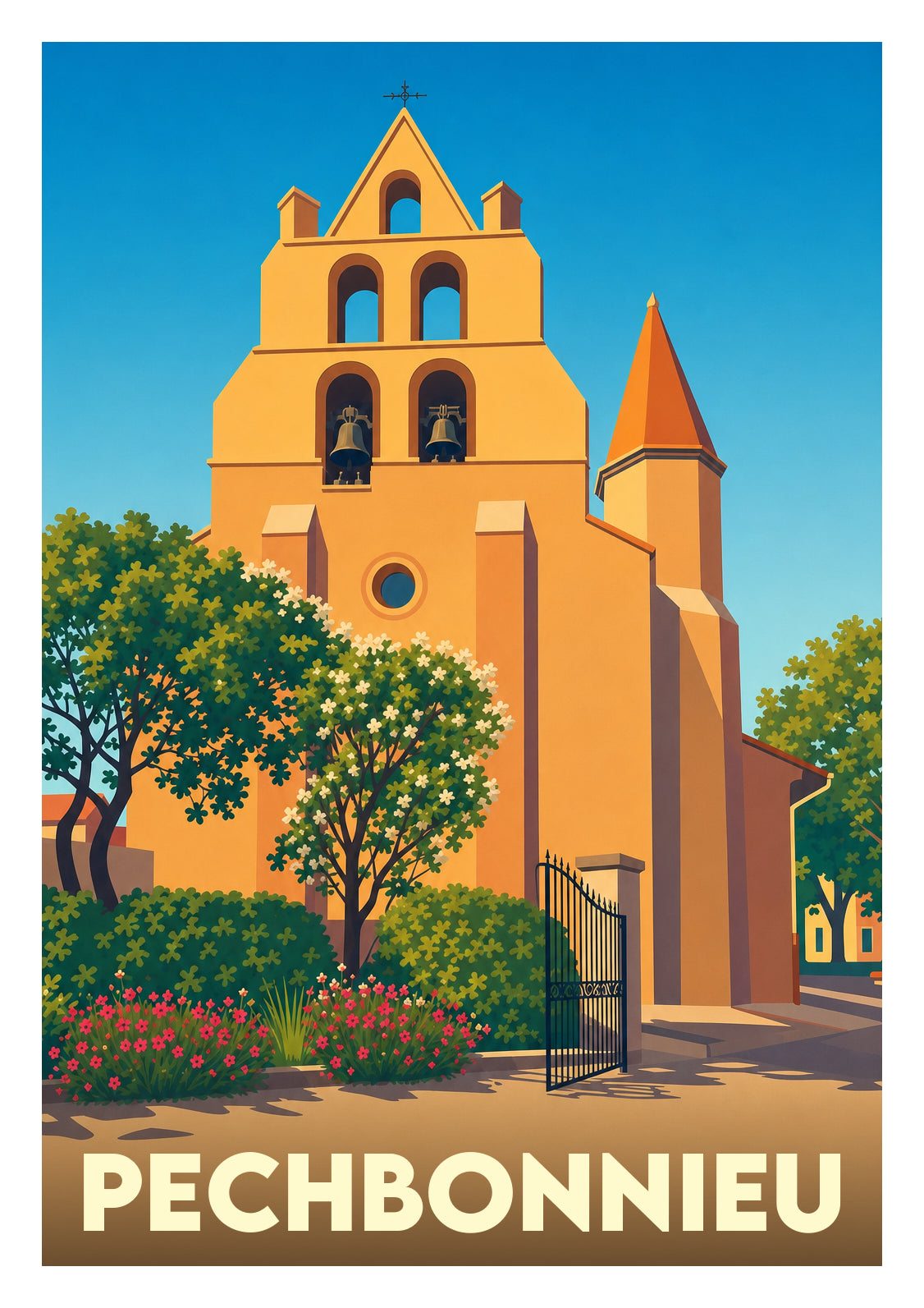 Affiche souvenir de Pechbonnieu – image brute sans cadre
