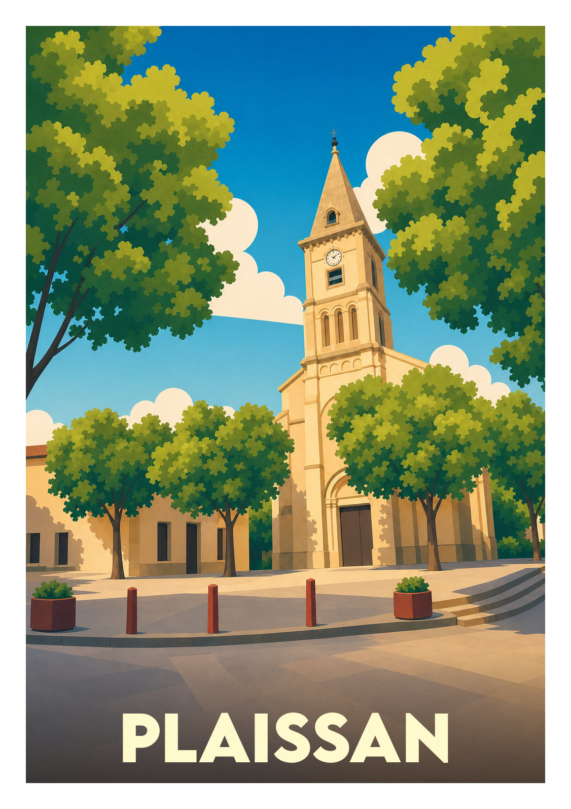 Affiche souvenir de Plaissan – image brute sans cadre