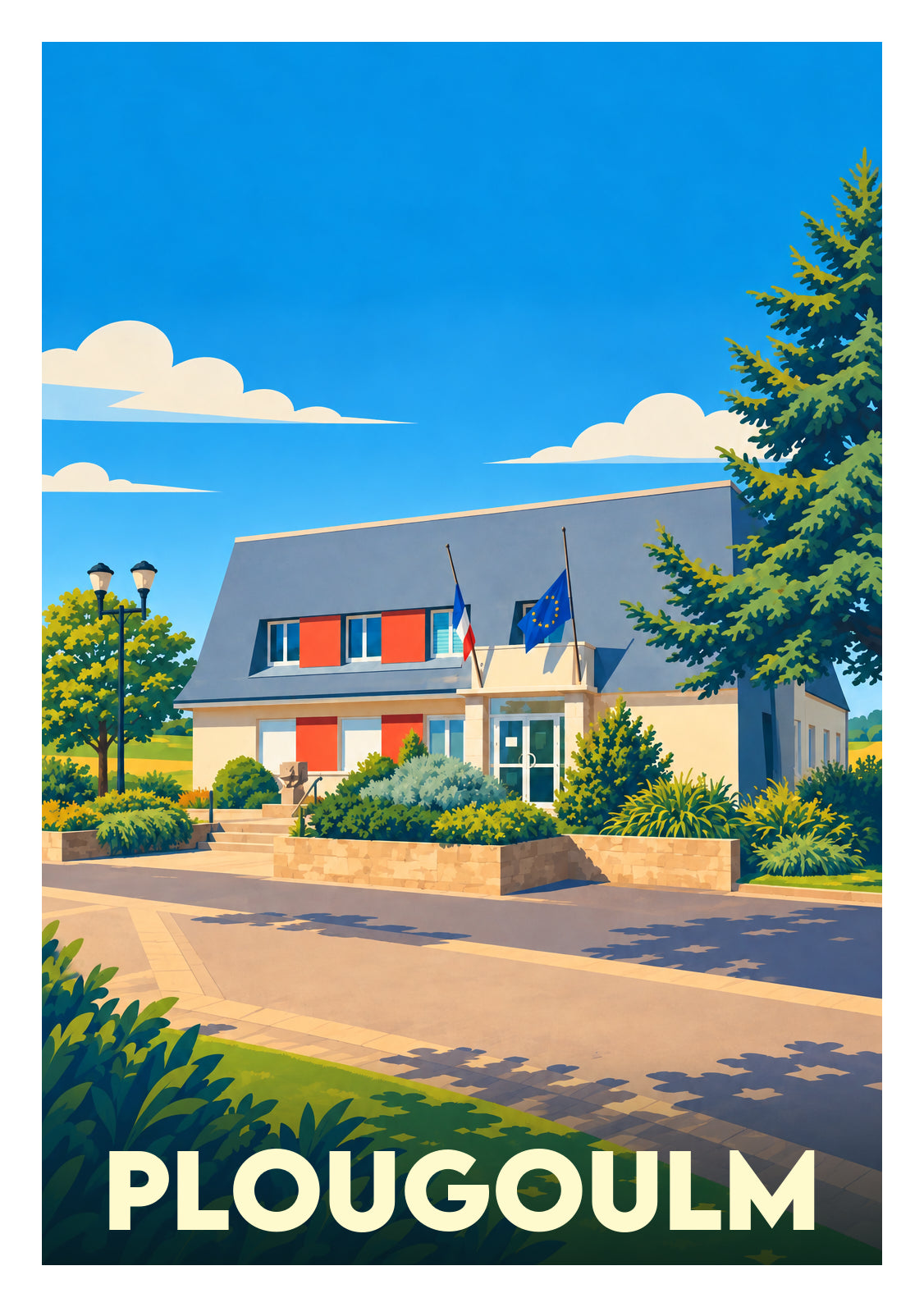 Affiche souvenir de Plougoulm – image brute sans cadre