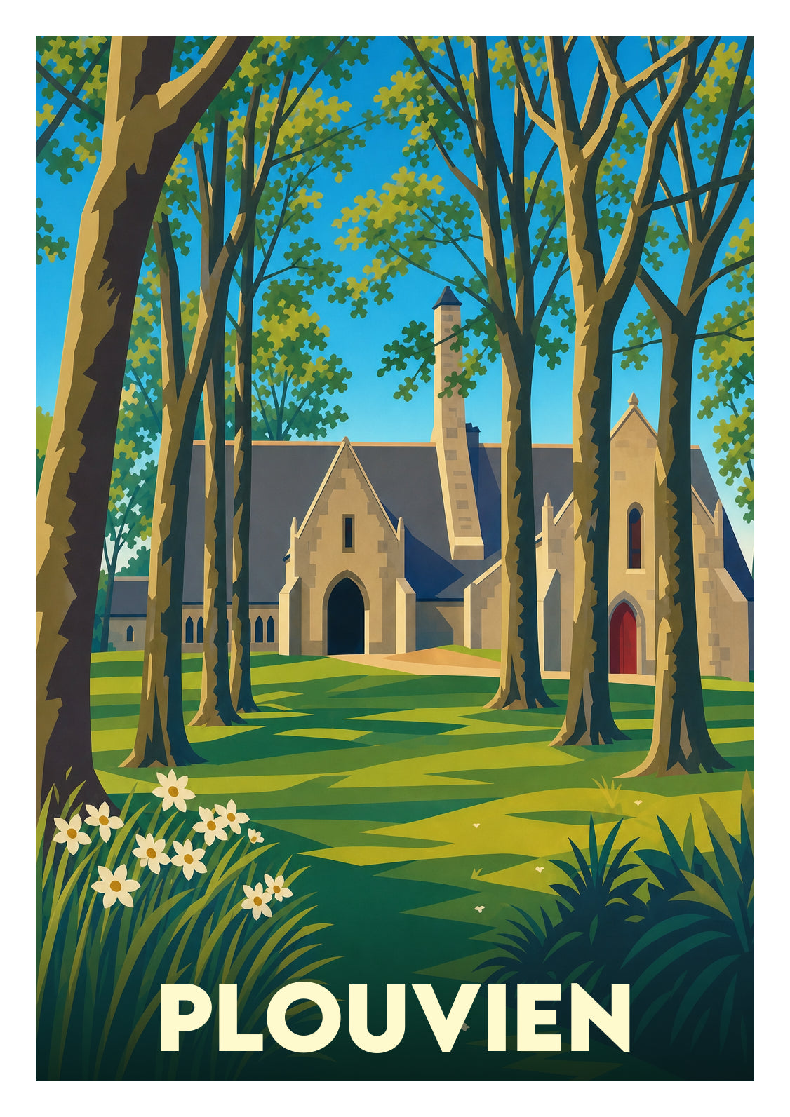 Affiche souvenir de Plouvien – image brute sans cadre