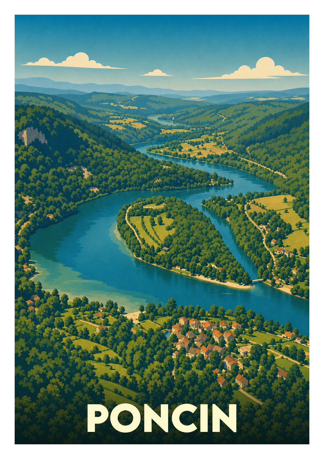 Affiche souvenir de Poncin – image brute sans cadre