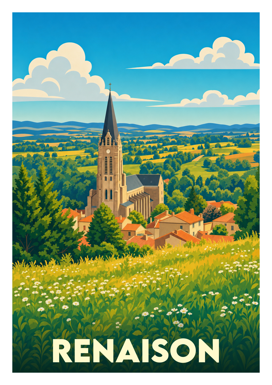 Affiche souvenir de Renaison – image brute sans cadre
