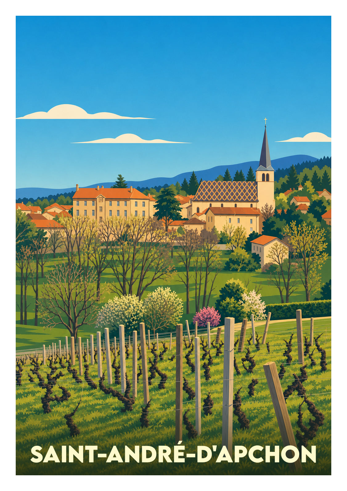 Affiche souvenir de Saint-André-d'Apchon – image brute sans cadre