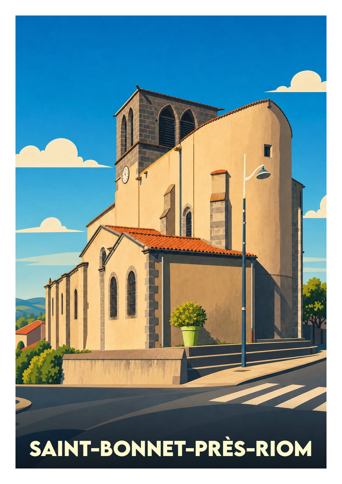 Affiche souvenir de Saint-Bonnet-près-Riom – image brute sans cadre