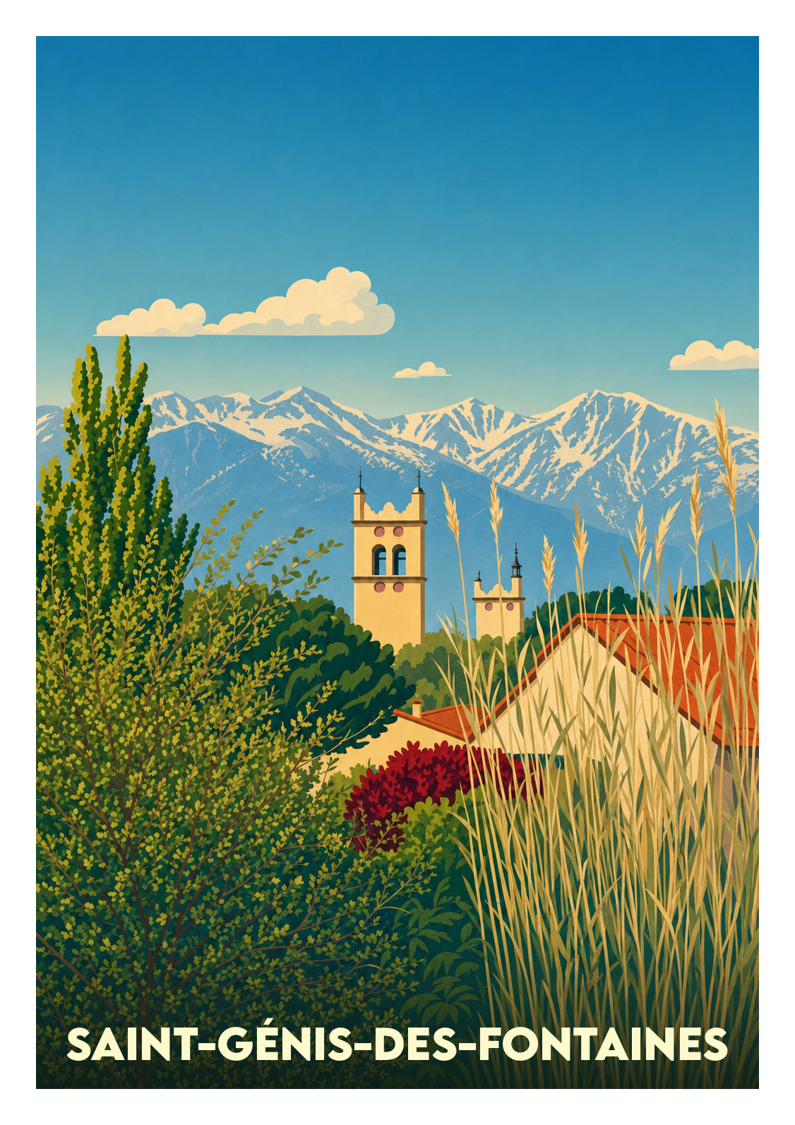 Affiche souvenir de Saint-Génis-des-Fontaines – image brute sans cadre
