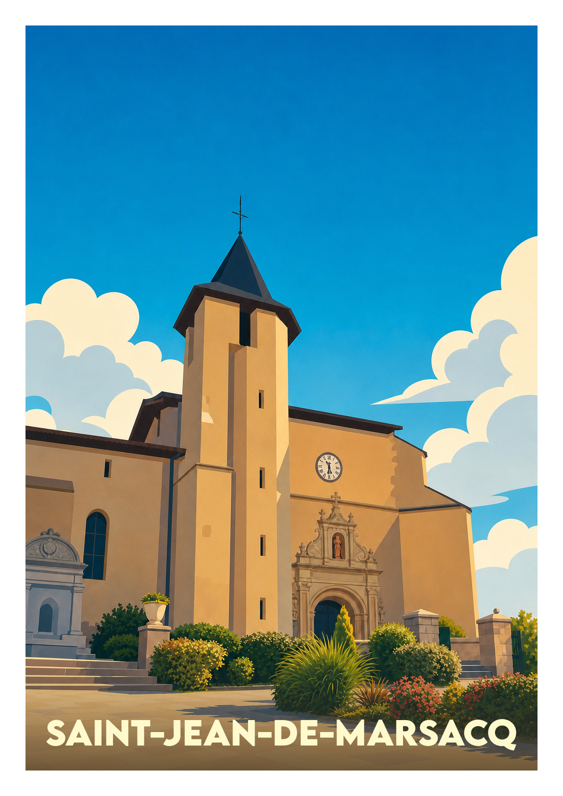 Affiche souvenir de Saint-Jean-de-Marsacq – image brute sans cadre