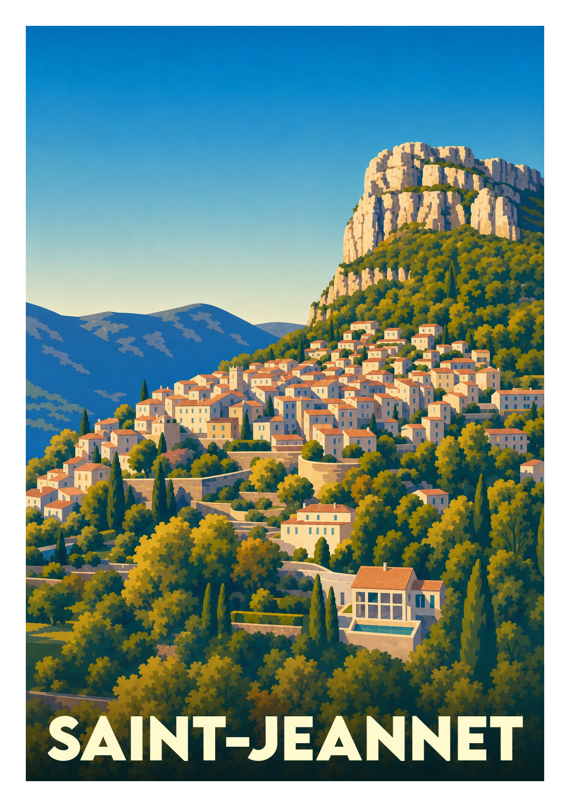 Affiche souvenir de Saint-Jeannet – image brute sans cadre