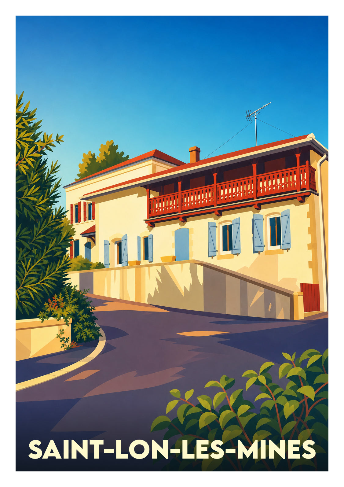 Affiche souvenir de Saint-Lon-les-Mines – image brute sans cadre