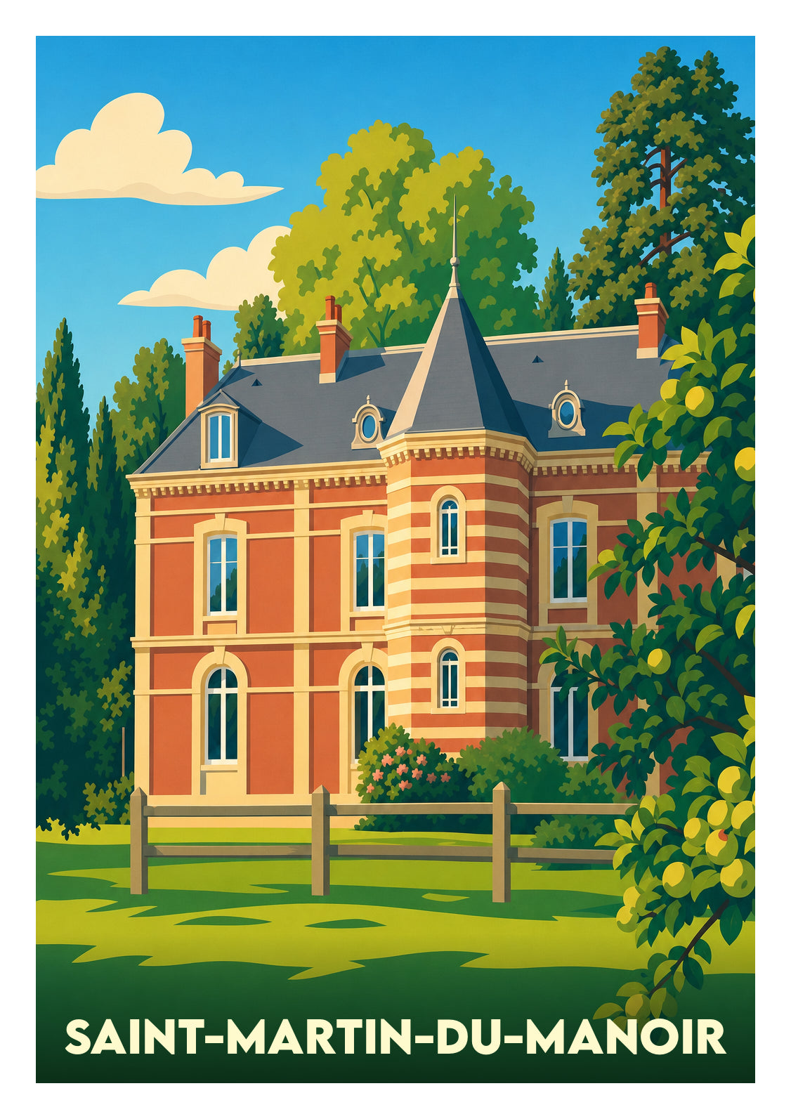 Affiche souvenir de Saint-Martin-du-Manoir – image brute sans cadre