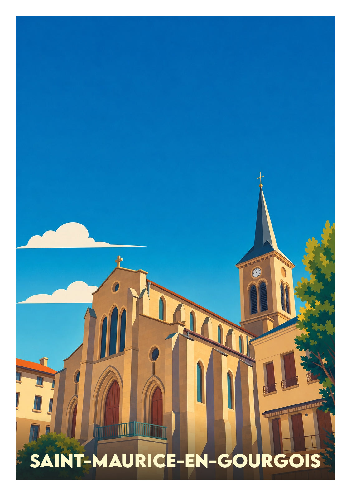 Affiche souvenir de Saint-Maurice-en-Gourgois – image brute sans cadre
