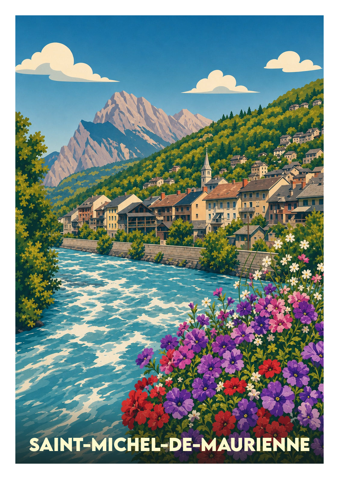 Affiche souvenir de Saint-Michel-de-Maurienne – image brute sans cadre