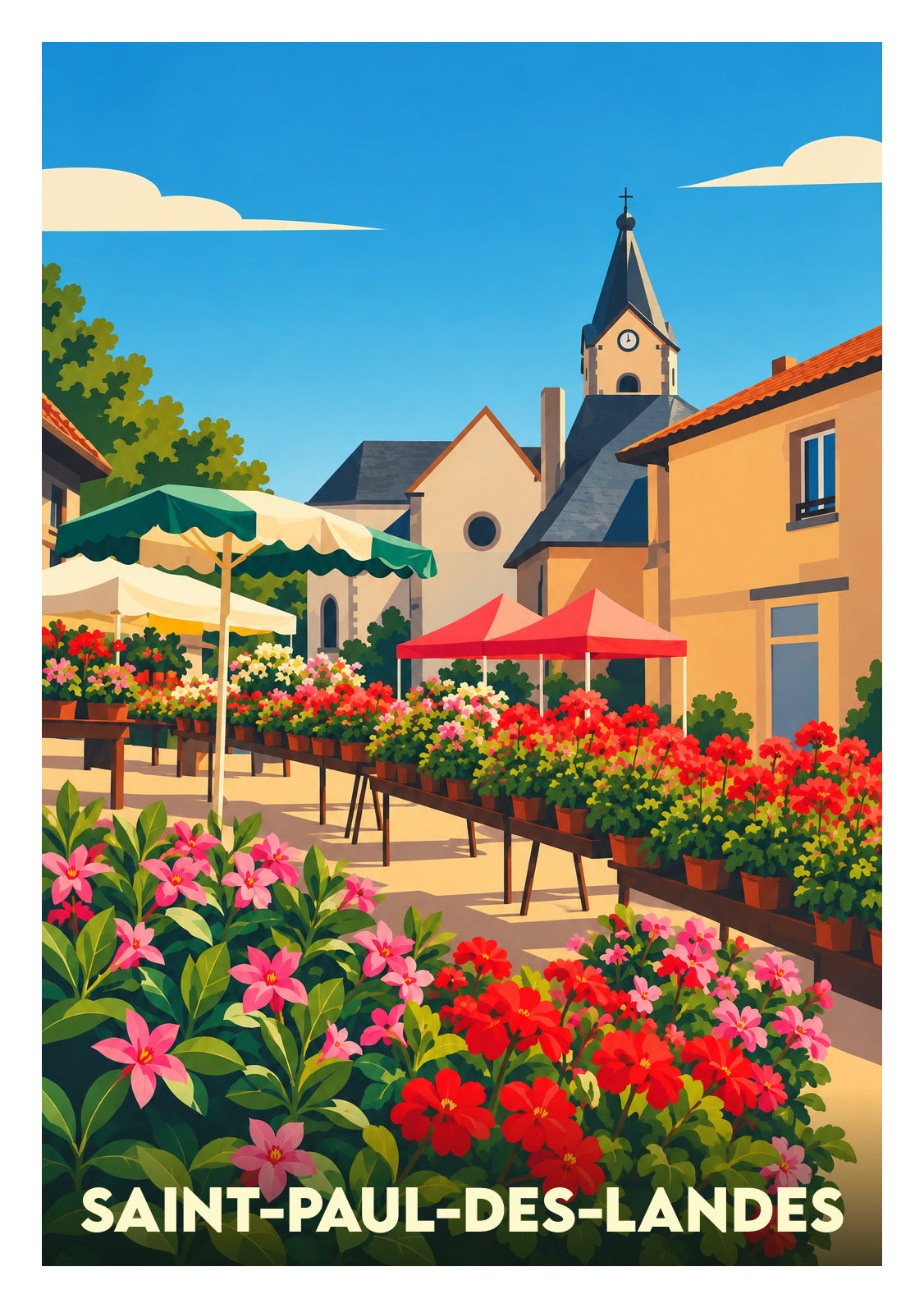 Affiche souvenir de Saint-Paul-des-Landes – image brute sans cadre