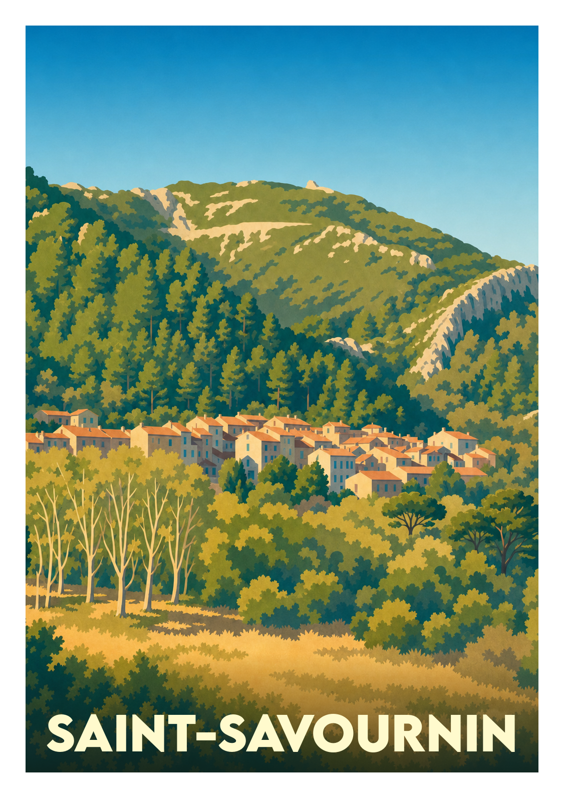 Affiche souvenir de Saint-Savournin – image brute sans cadre