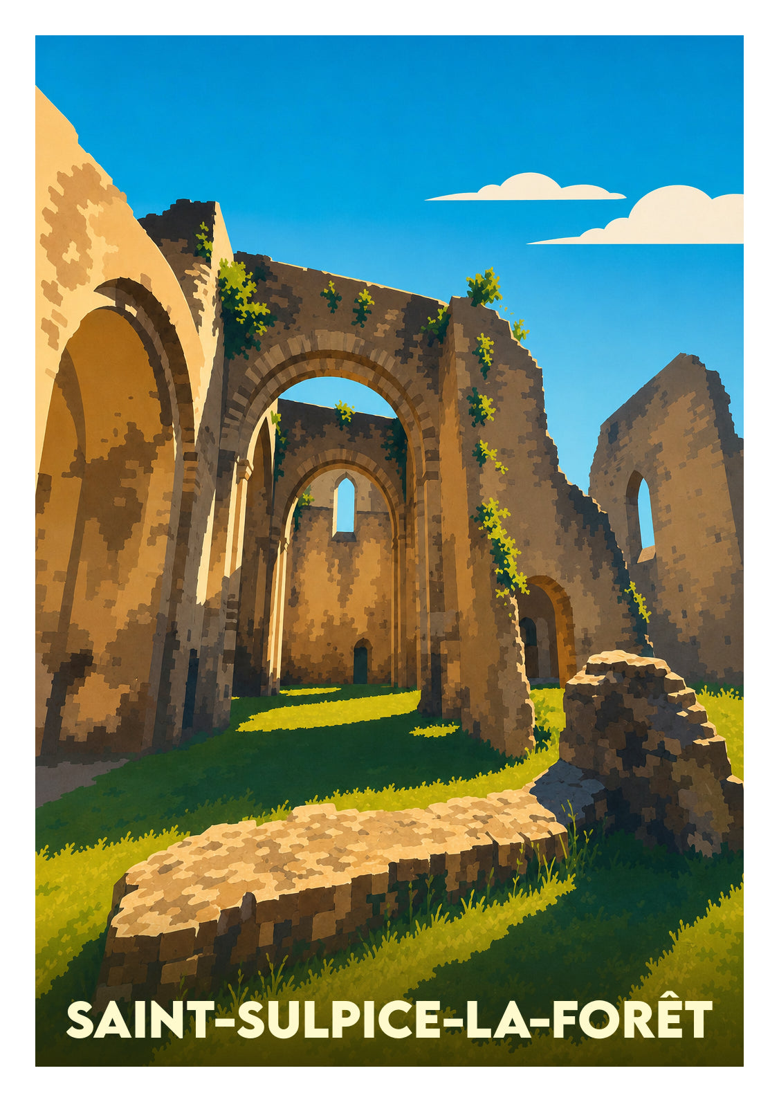 Affiche souvenir de Saint-Sulpice-la-Forêt – image brute sans cadre