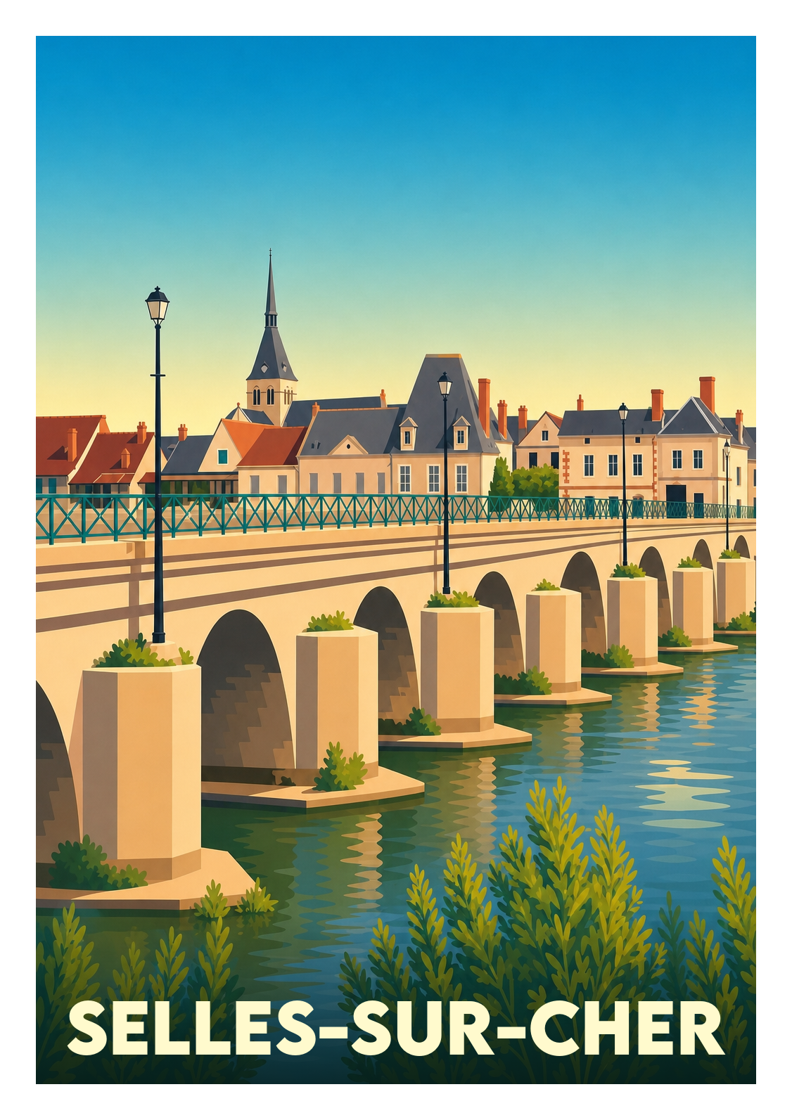 Affiche souvenir de Selles-sur-Cher – image brute sans cadre