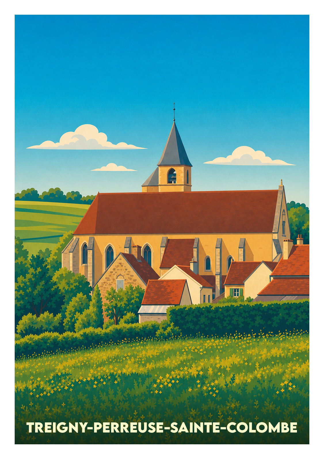 Affiche souvenir de Treigny-Perreuse-Sainte-Colombe – image brute sans cadre