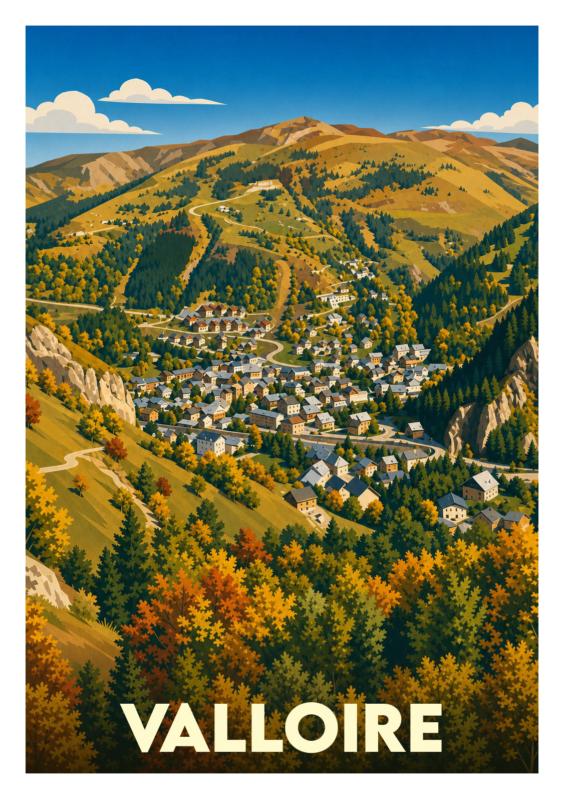 Affiche souvenir de Valloire – image brute sans cadre