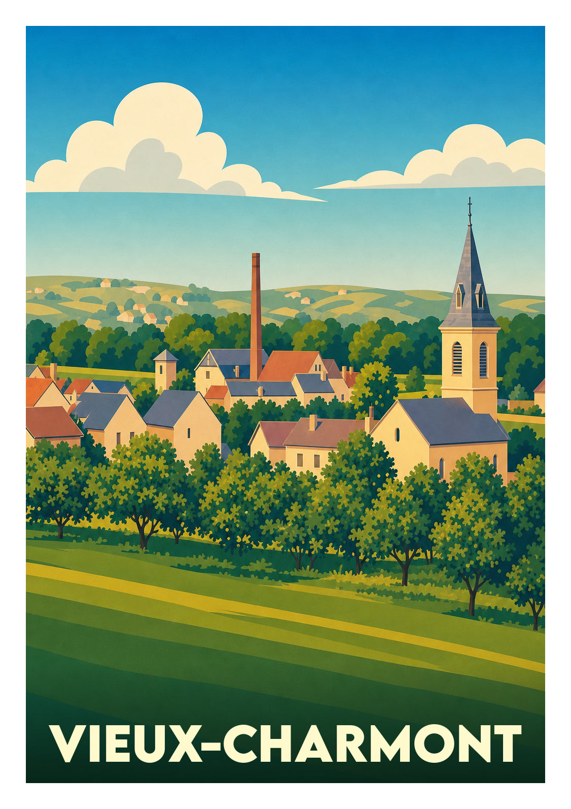 Affiche souvenir de Vieux-Charmont – image brute sans cadre