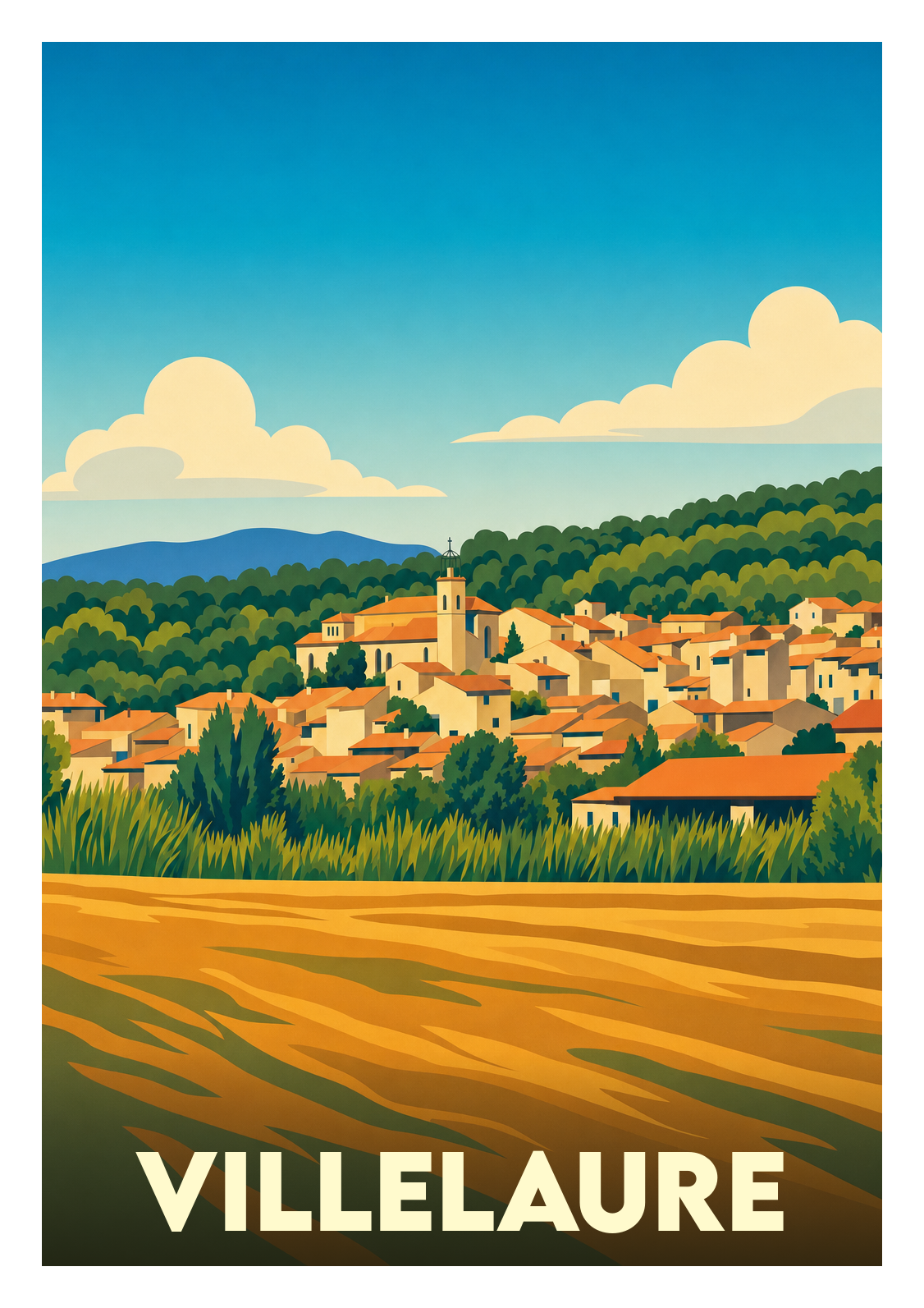 Affiche souvenir de Villelaure – image brute sans cadre