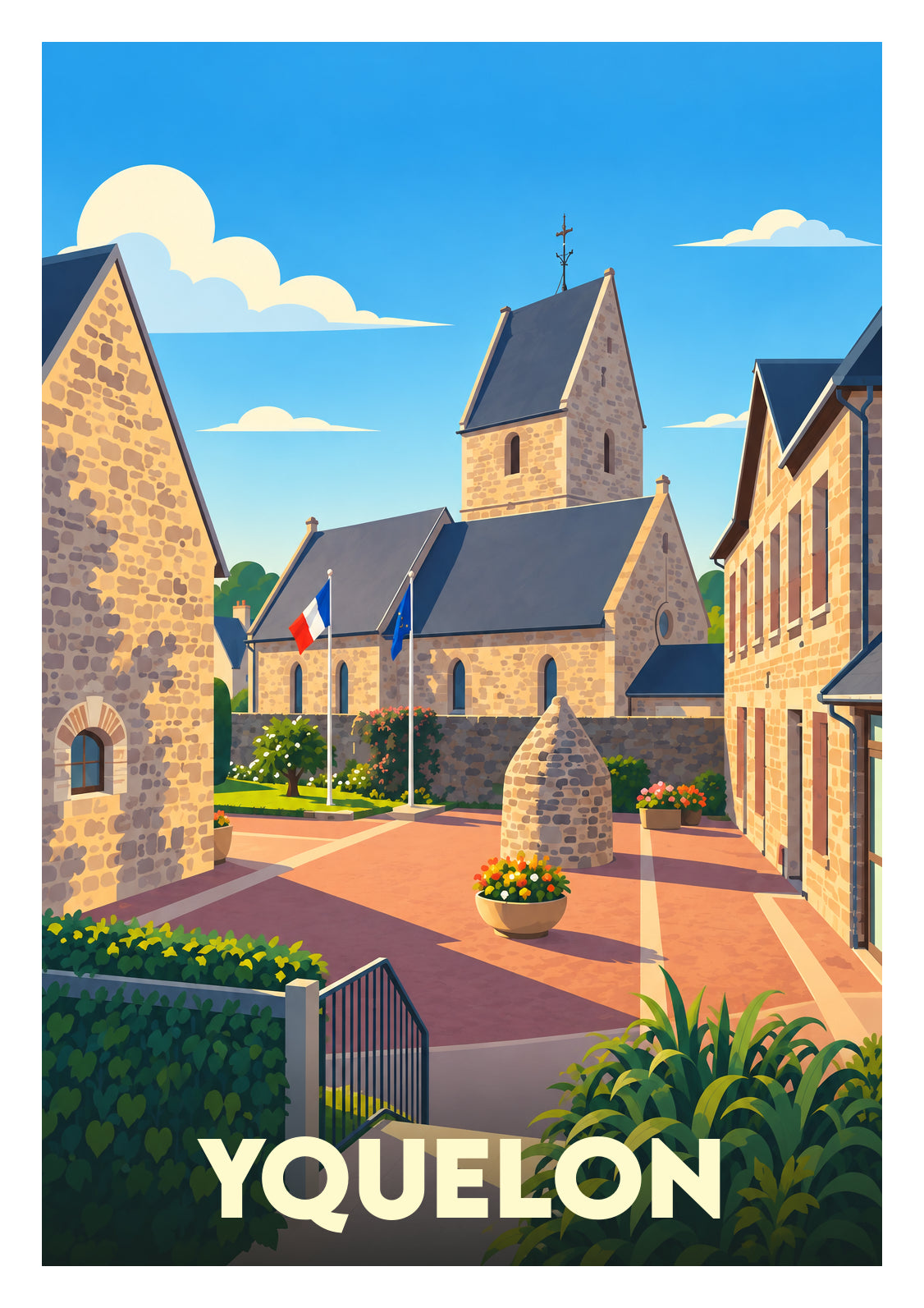 Affiche souvenir de Yquelon – image brute sans cadre