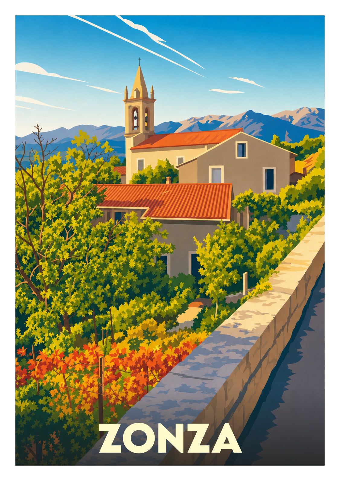 Affiche souvenir de Zonza – image brute sans cadre