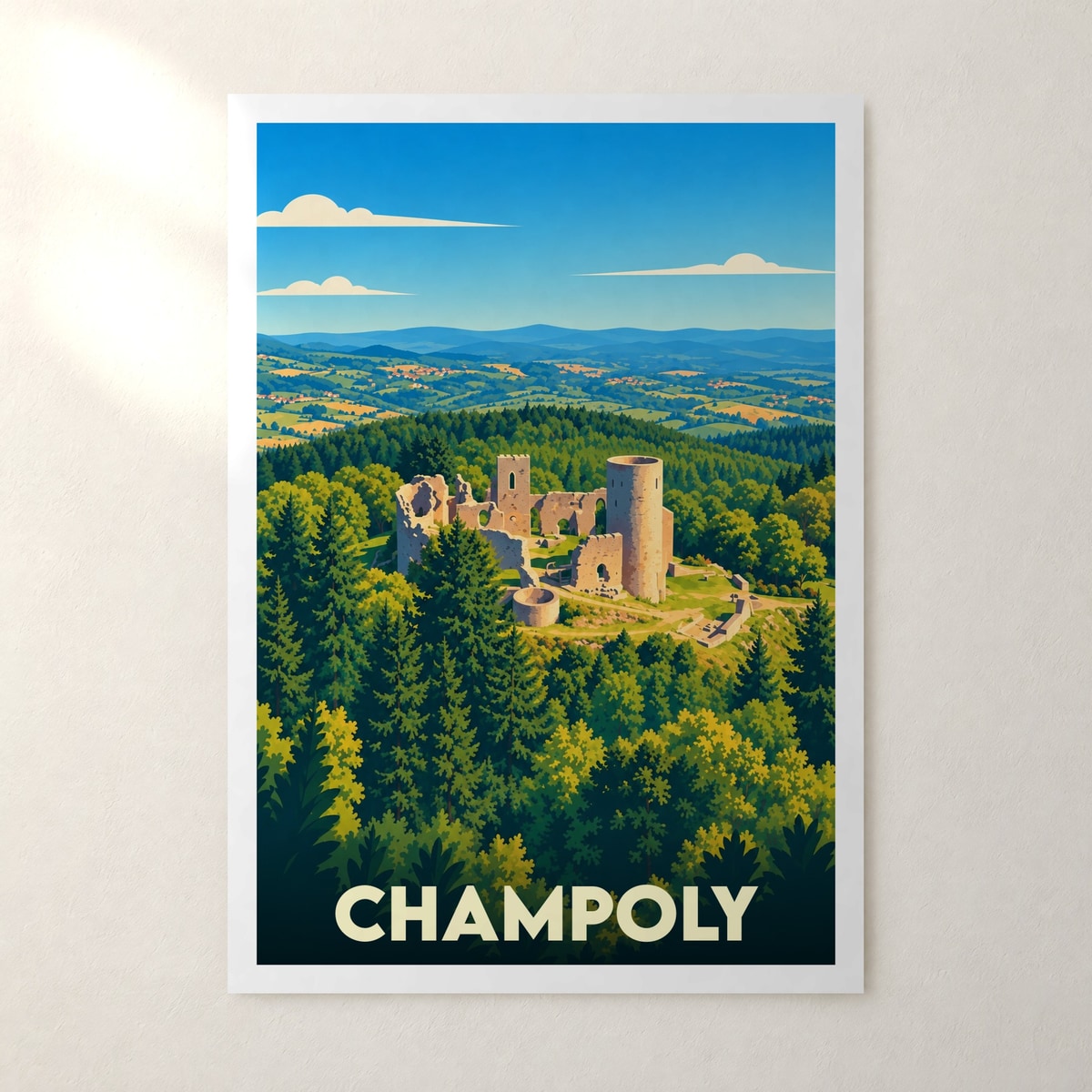 Affiche Champoly – sans cadre, accrochée au mur