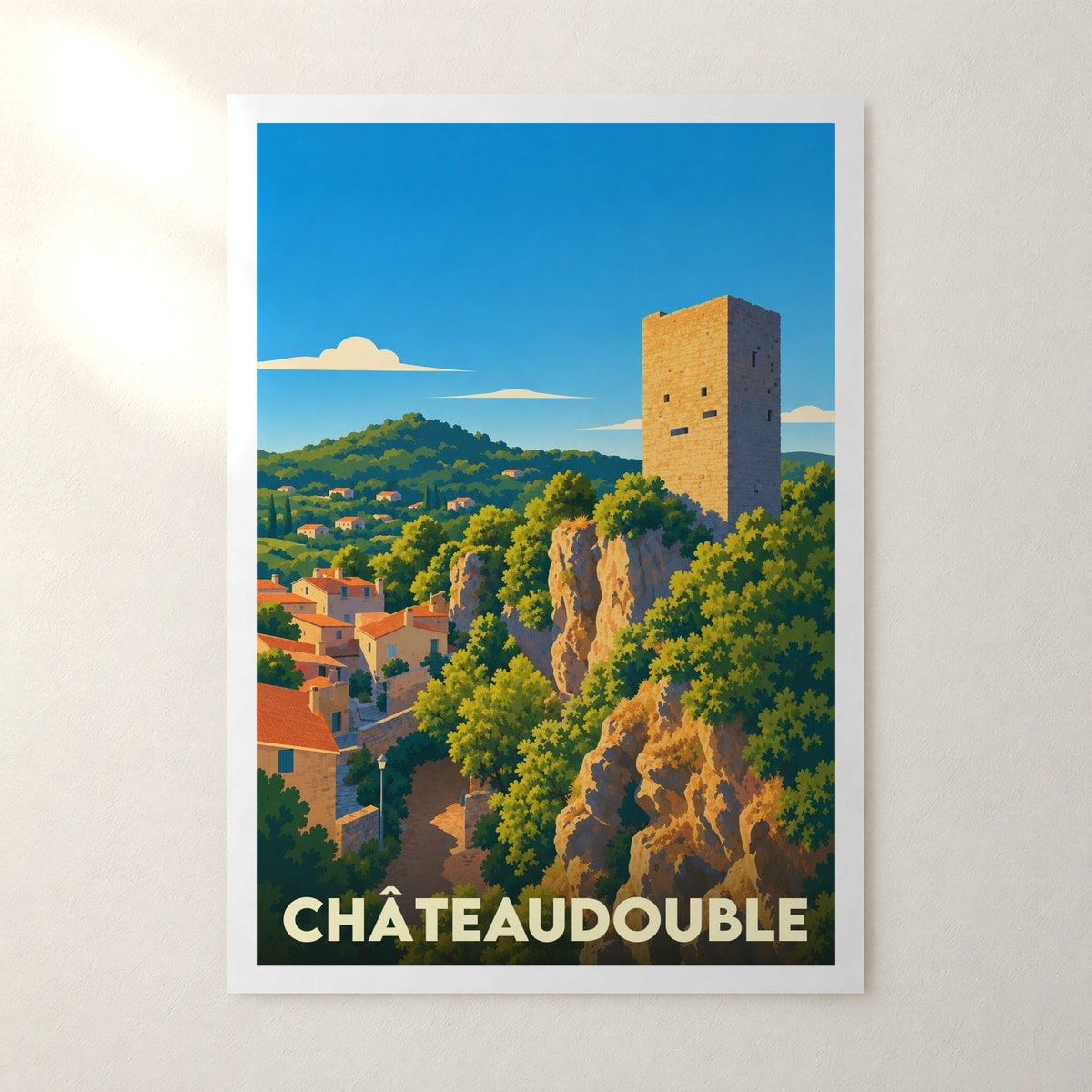 Affiche Châteaudouble (Var) – sans cadre, accrochée au mur