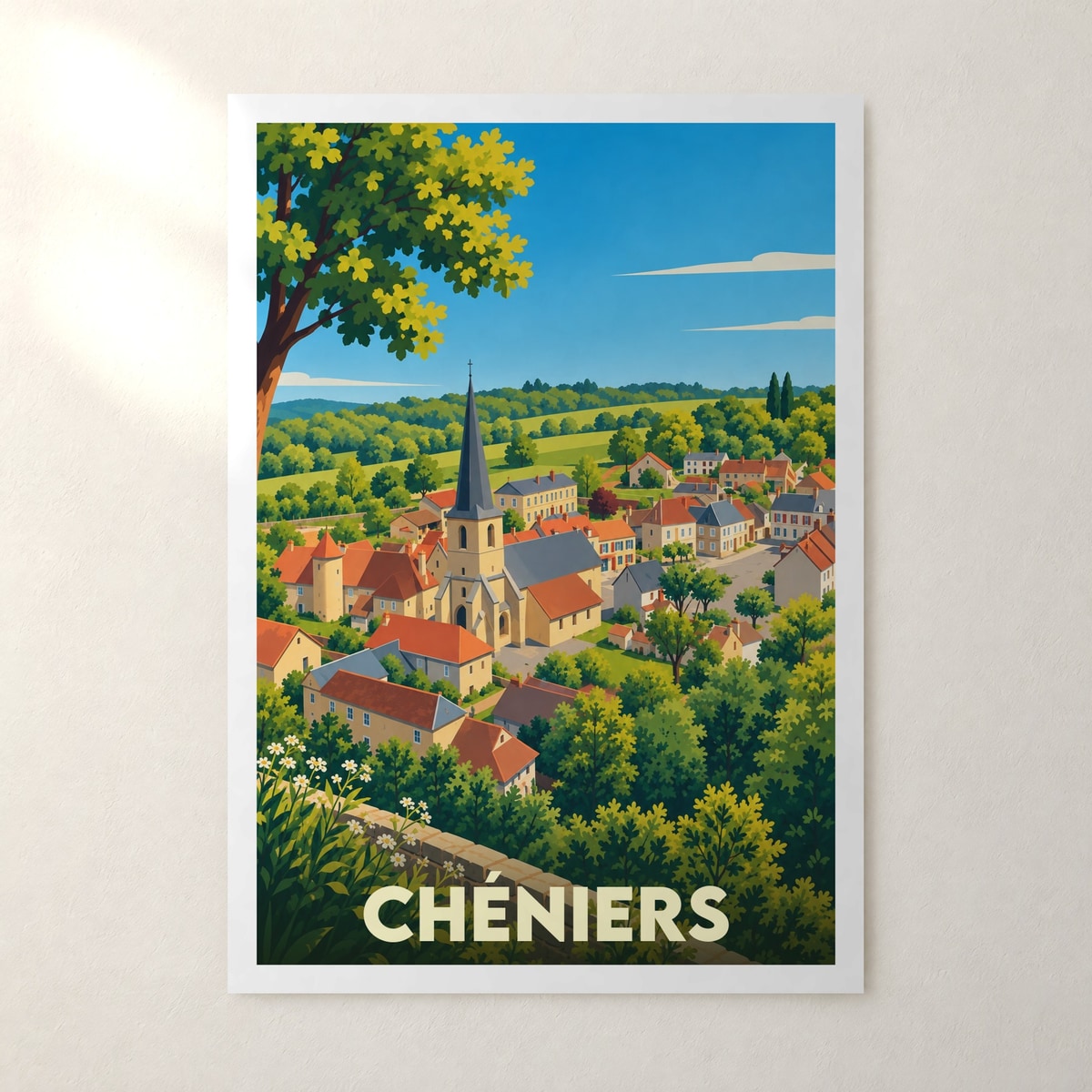 Affiche Chéniers (Creuse) – sans cadre, accrochée au mur