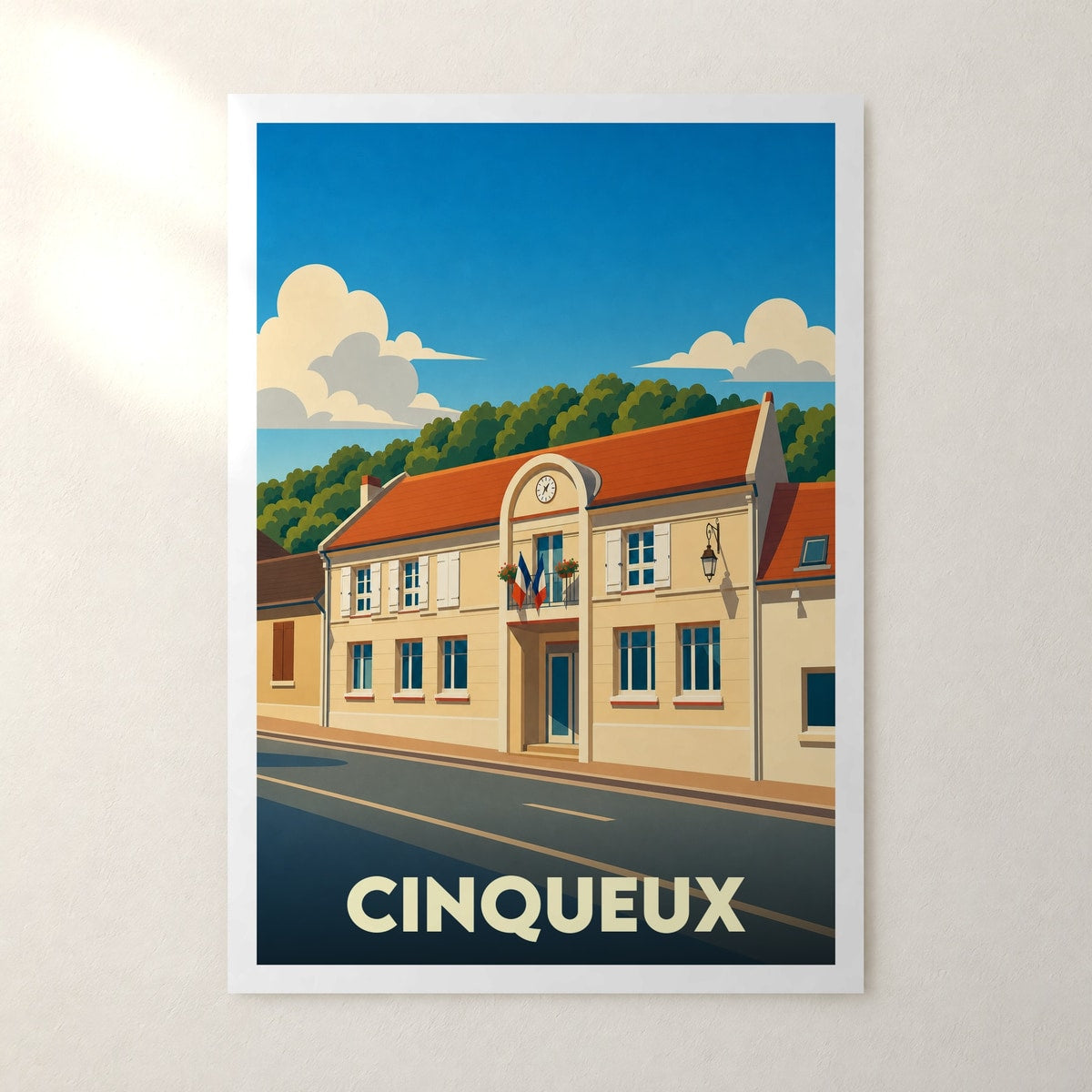 Affiche Cinqueux – sans cadre, accrochée au mur