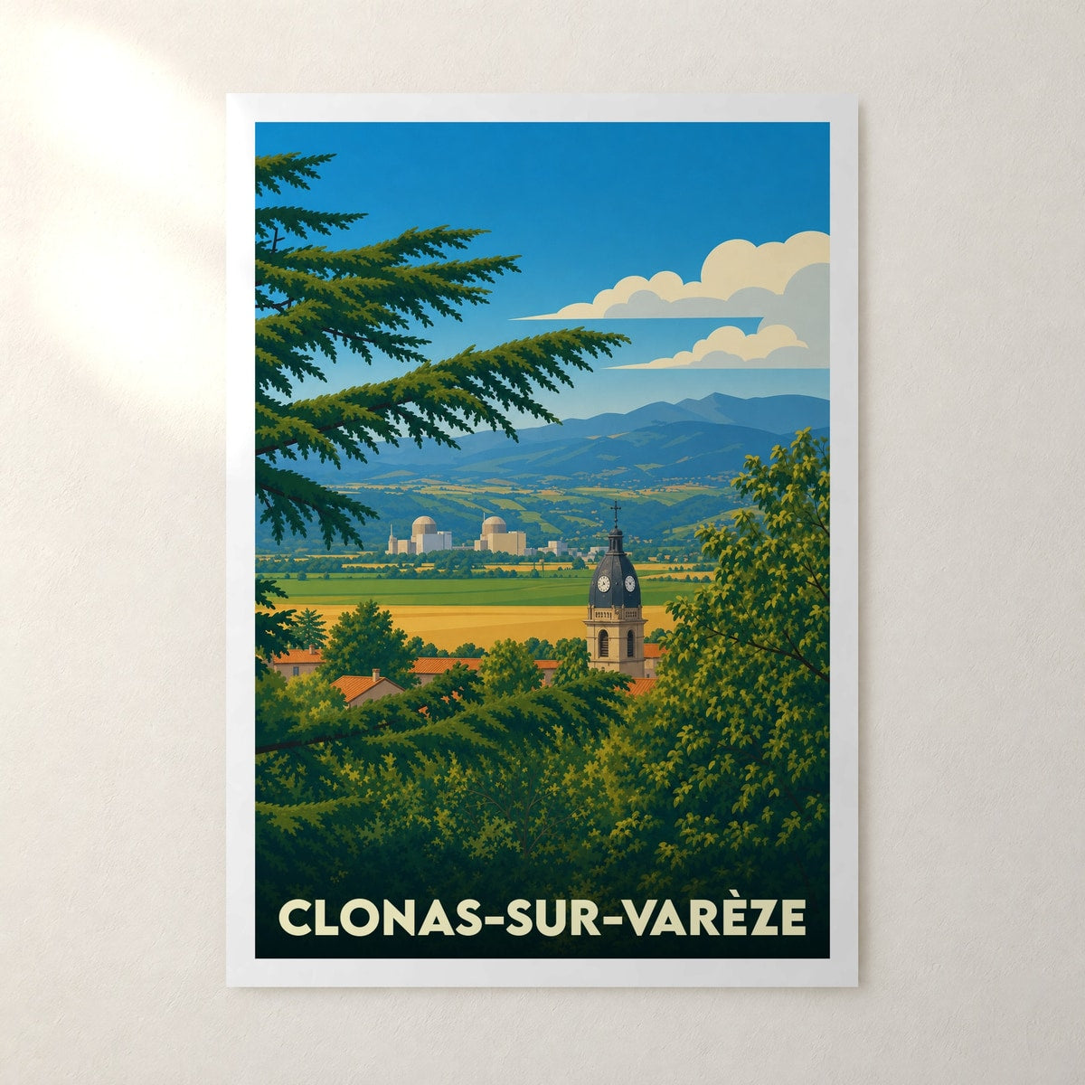 Affiche Clonas-sur-Varèze – sans cadre, accrochée au mur