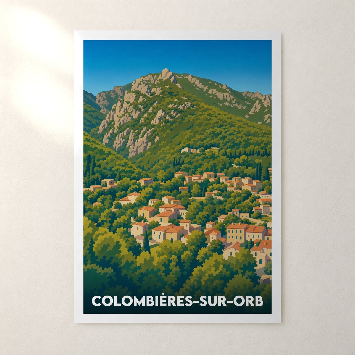 Affiche Colombières-sur-Orb – sans cadre, accrochée au mur