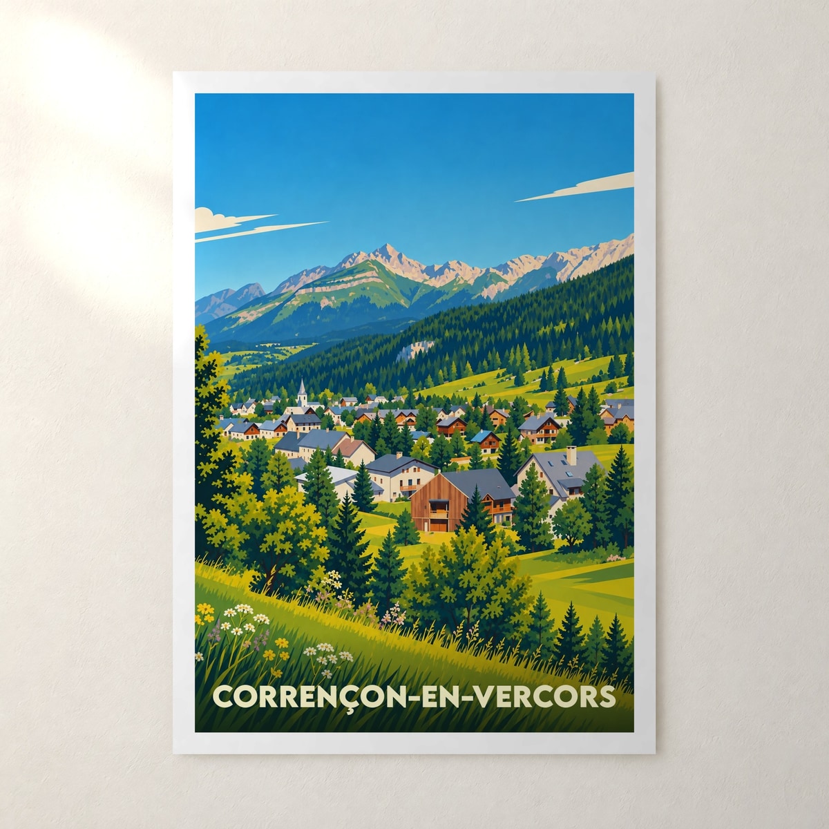 Affiche Corrençon-en-Vercors – sans cadre, accrochée au mur