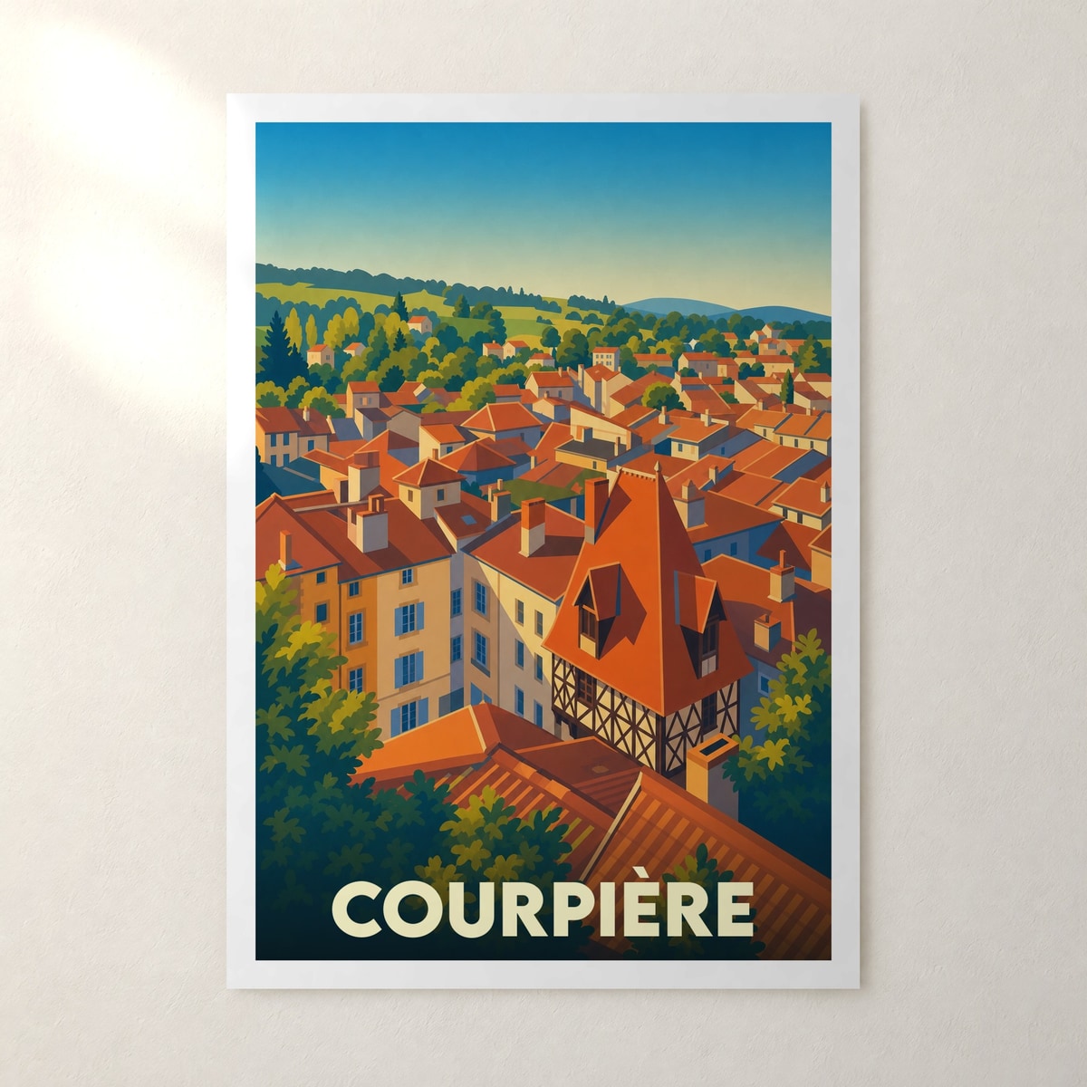Affiche Courpière – sans cadre, accrochée au mur
