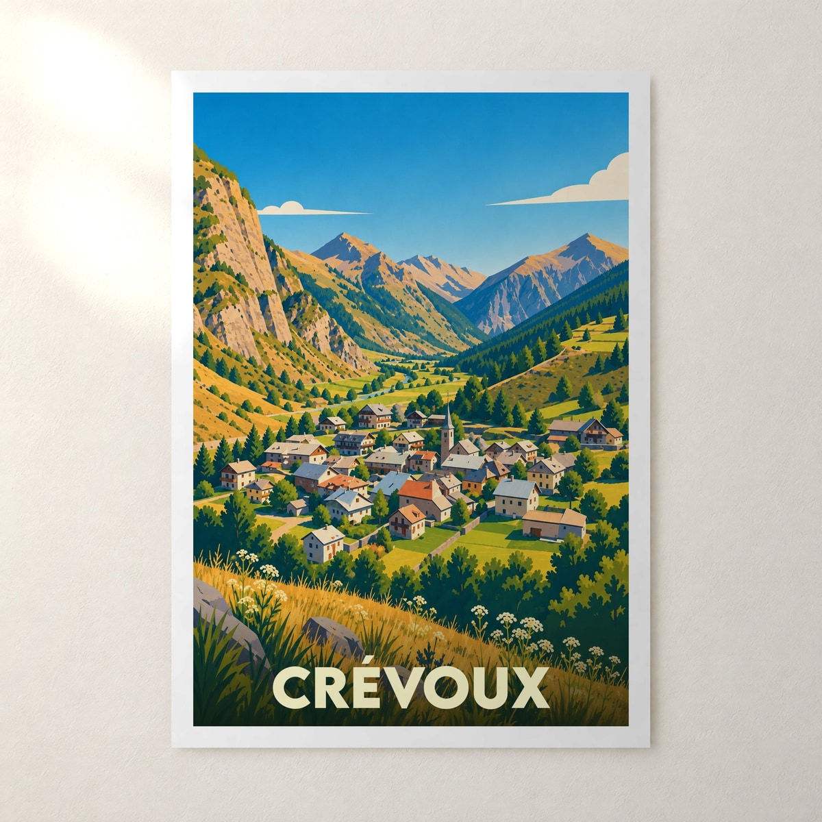Affiche Crévoux – sans cadre, accrochée au mur