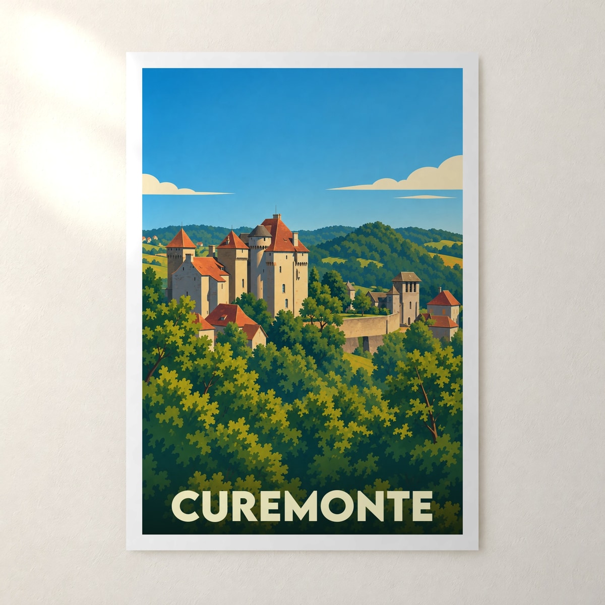 Affiche Curemonte – sans cadre, accrochée au mur