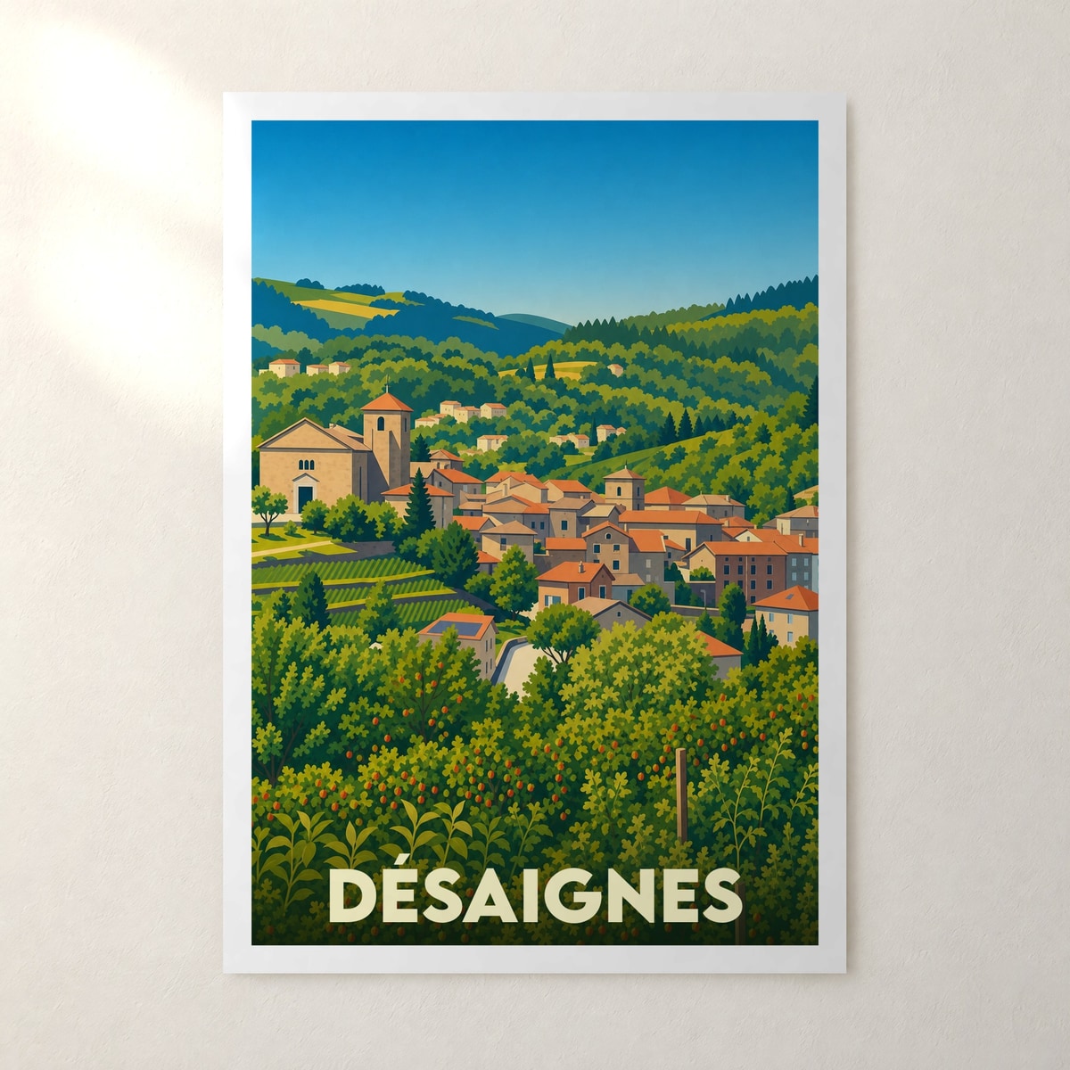 Affiche Désaignes – sans cadre, accrochée au mur
