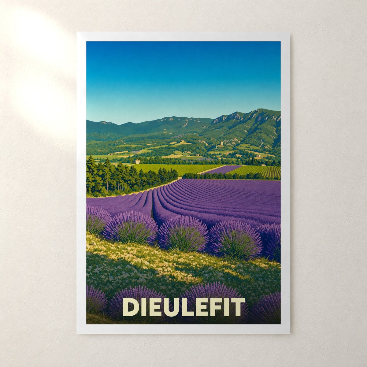 Affiche Dieulefit – sans cadre, accrochée au mur