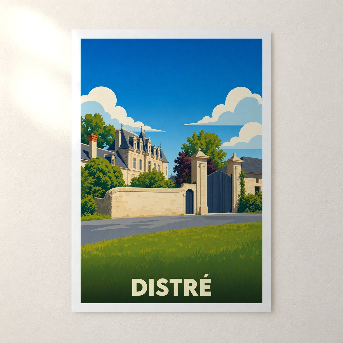 Affiche Distré – sans cadre, accrochée au mur