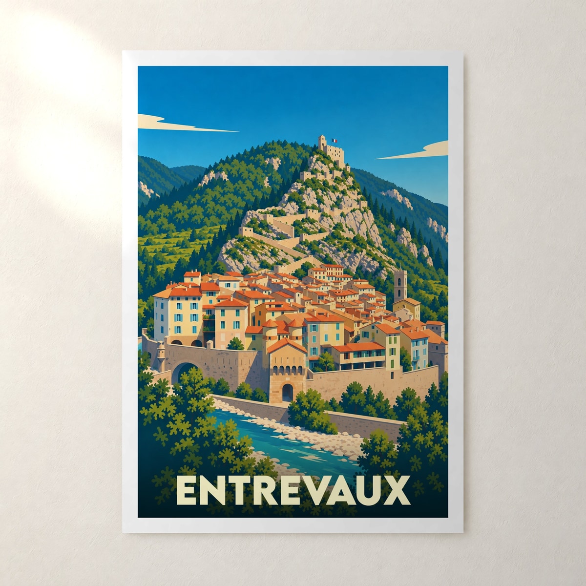 Affiche Entrevaux – sans cadre, accrochée au mur