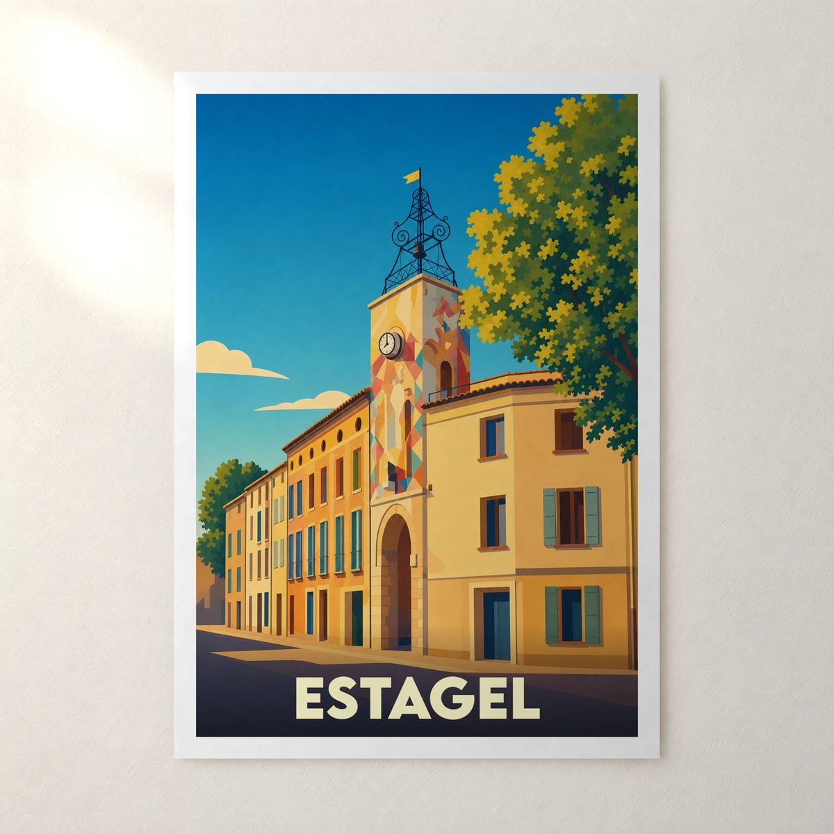 Affiche Estagel – sans cadre, accrochée au mur
