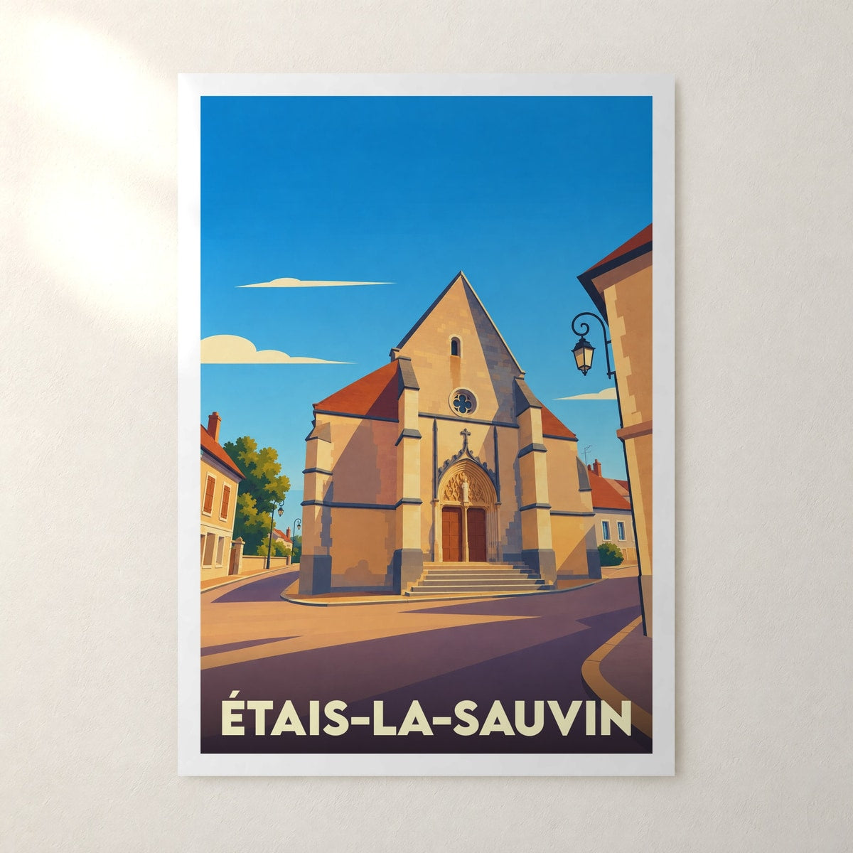 Affiche Étais-la-Sauvin – sans cadre, accrochée au mur