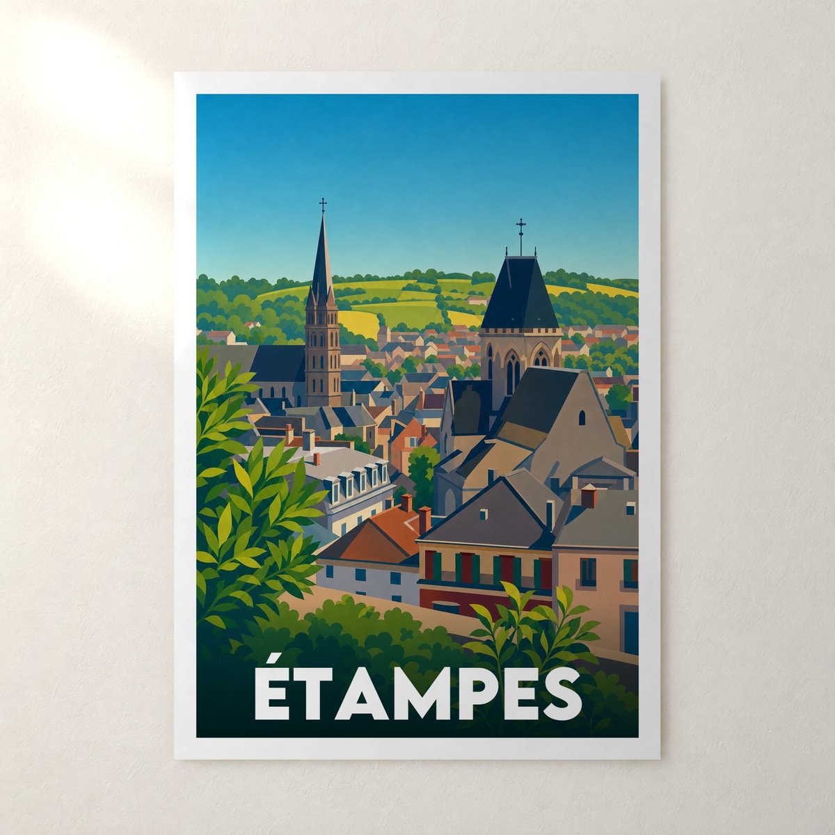Affiche Étampes – sans cadre, accrochée au mur