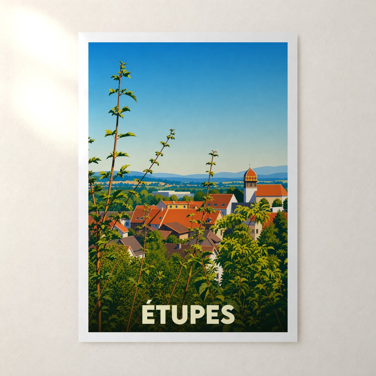 Affiche Étupes – sans cadre, accrochée au mur