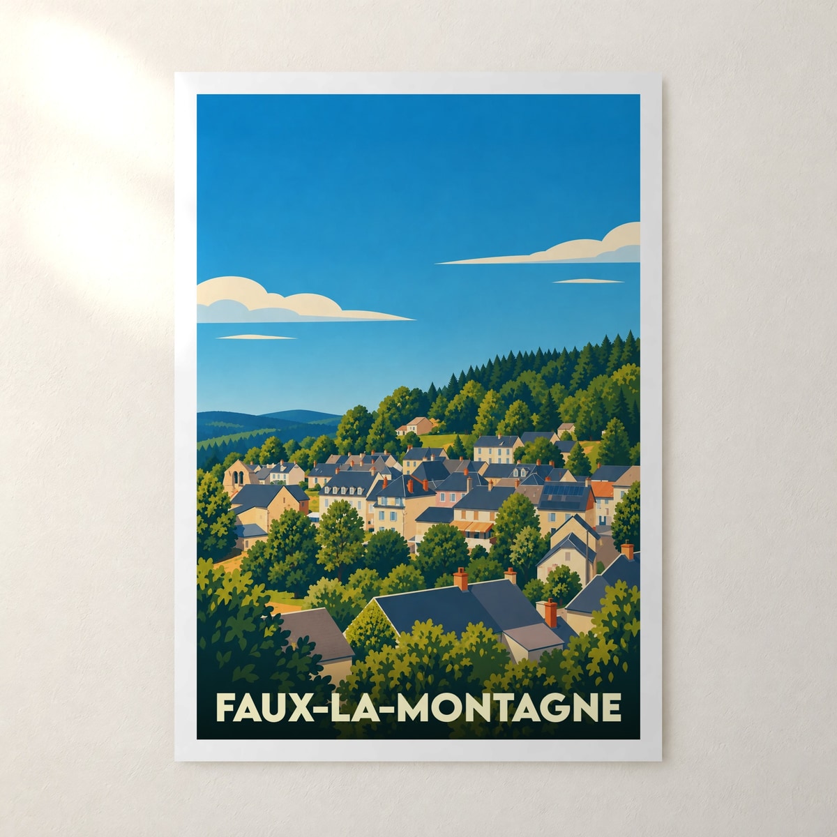 Affiche Faux-la-Montagne – sans cadre, accrochée au mur