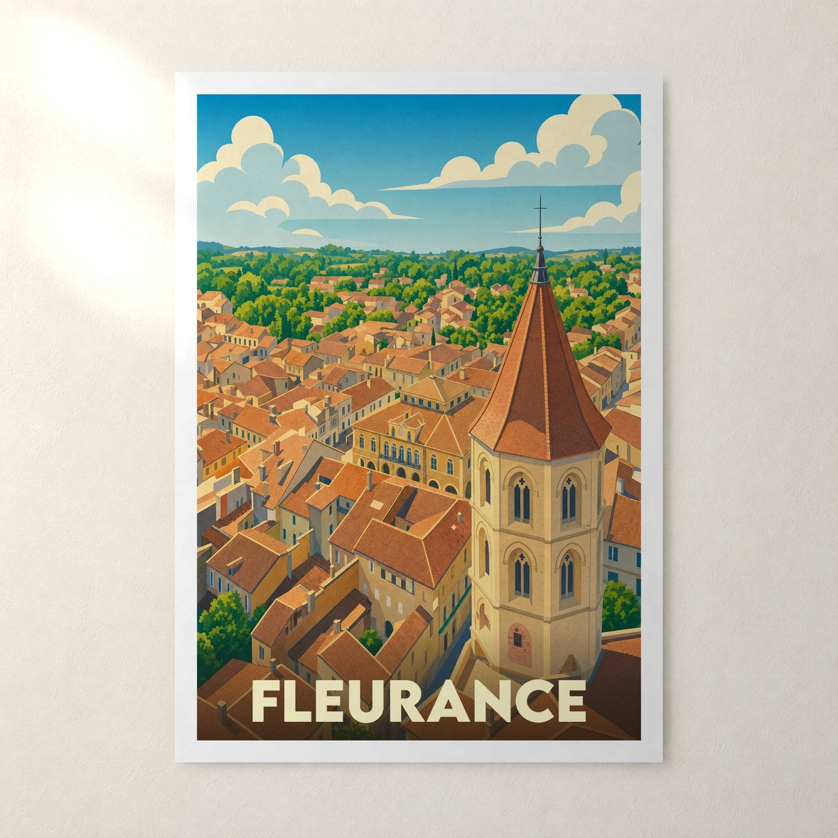 Affiche Fleurance – sans cadre, accrochée au mur