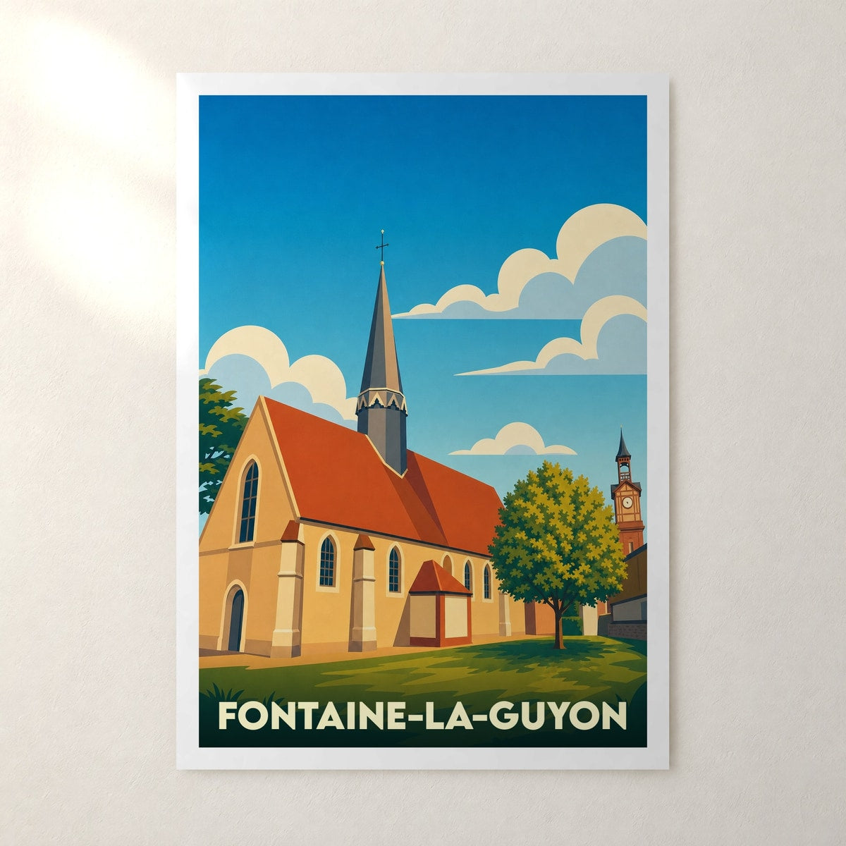 Affiche Fontaine-la-Guyon – sans cadre, accrochée au mur